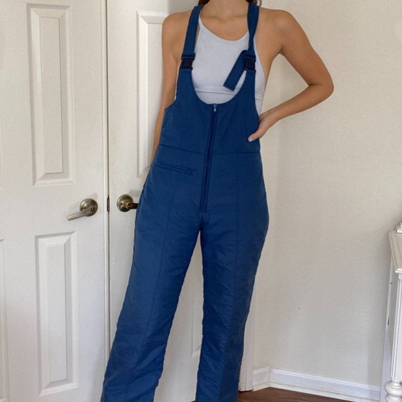 Vintage Navy Blue Snowsuit Snow Pants Jumpsuit - Picture 2 of 11
